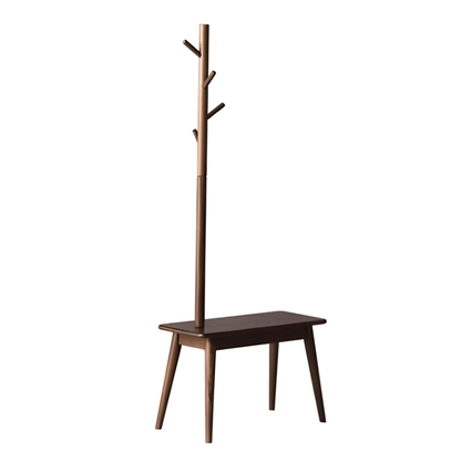 Alfie Solid Wood Coat Rack with Shoe Stool