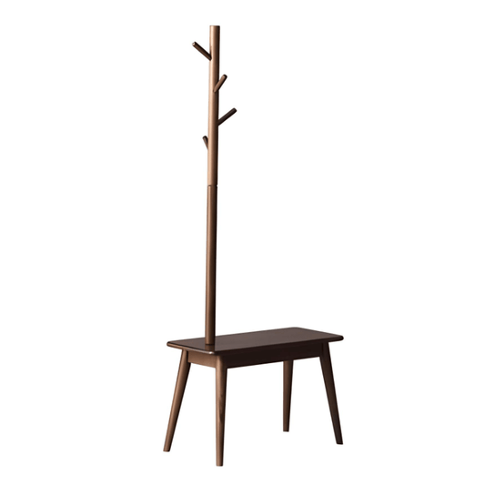 Alfie Solid Wood Coat Rack with Shoe Stool