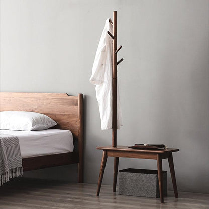 Alfie Solid Wood Coat Rack with Shoe Stool