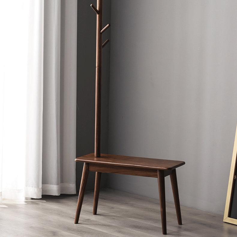 Alfie Solid Wood Coat Rack with Shoe Stool