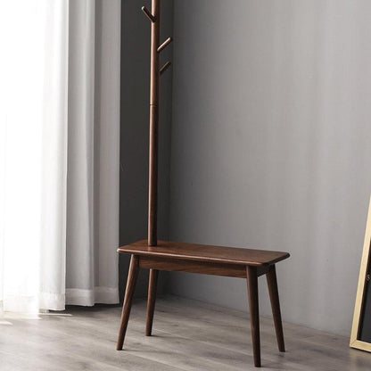 Alfie Solid Wood Coat Rack with Shoe Stool