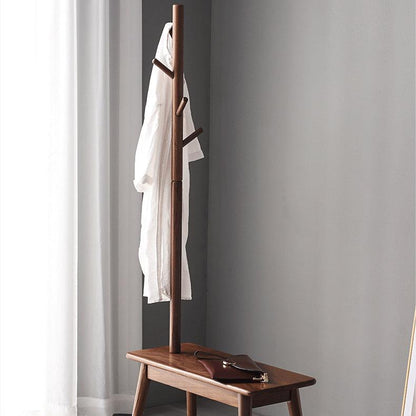 Alfie Solid Wood Coat Rack with Shoe Stool