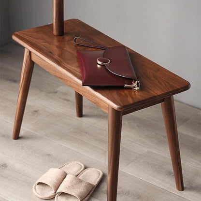 Alfie Solid Wood Coat Rack with Shoe Stool