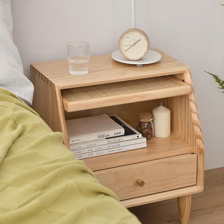 Aronne Rattan Drawer Nightstand