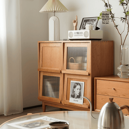 Astrid Wood Bookcase with Tilt Up Door