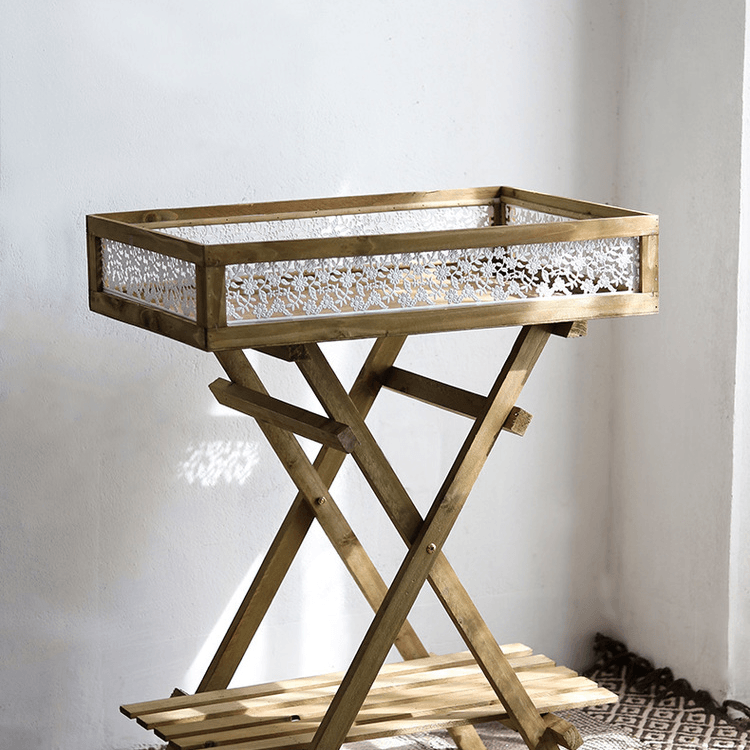 Herbert Foldable Double-Shelf Plant Stand