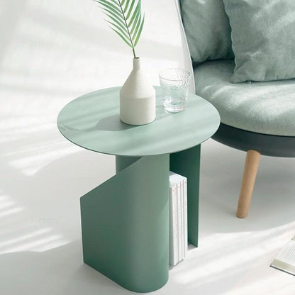 Metal Pedestal End Table with Storage