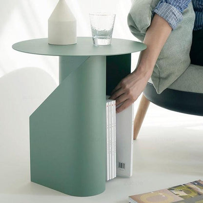 Metal Pedestal End Table with Storage