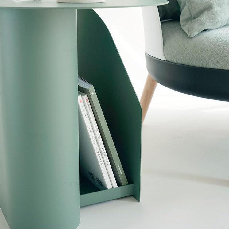 Metal Pedestal End Table with Storage
