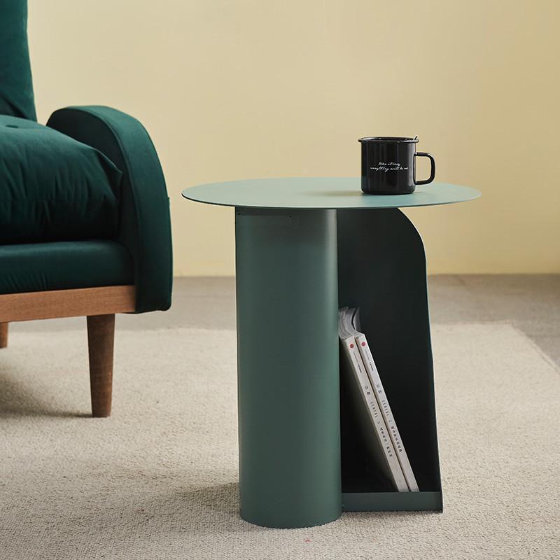 Metal Pedestal End Table with Storage