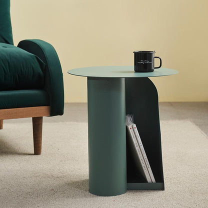 Metal Pedestal End Table with Storage