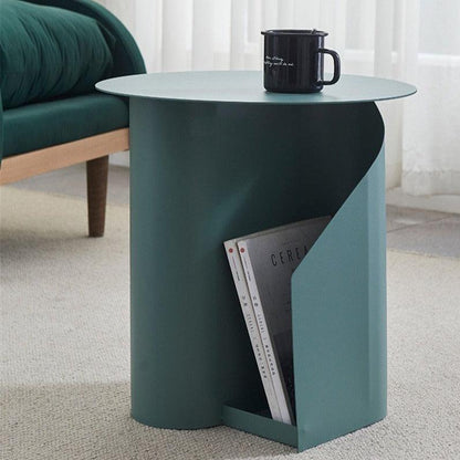 Metal Pedestal End Table with Storage