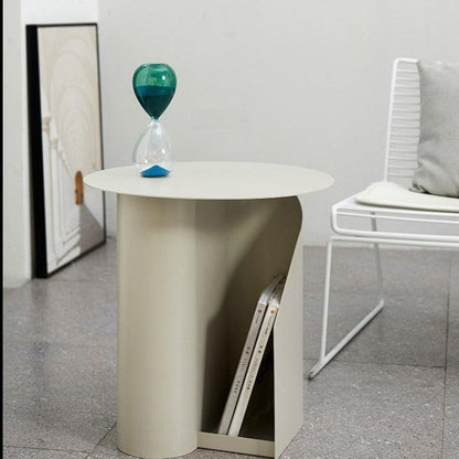 Metal Pedestal End Table with Storage