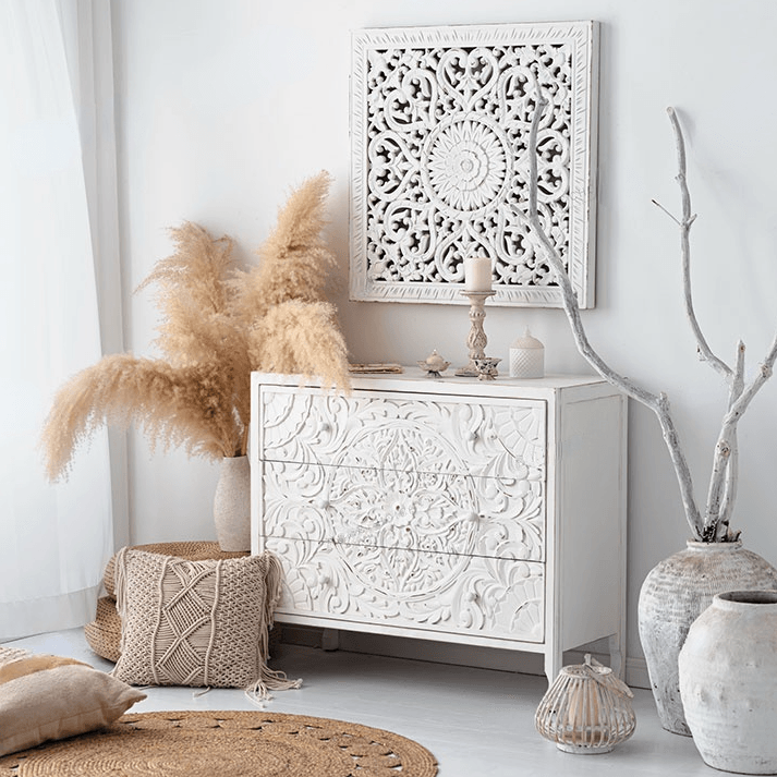 Nastali Hand Carved 3 Drawer Dresser