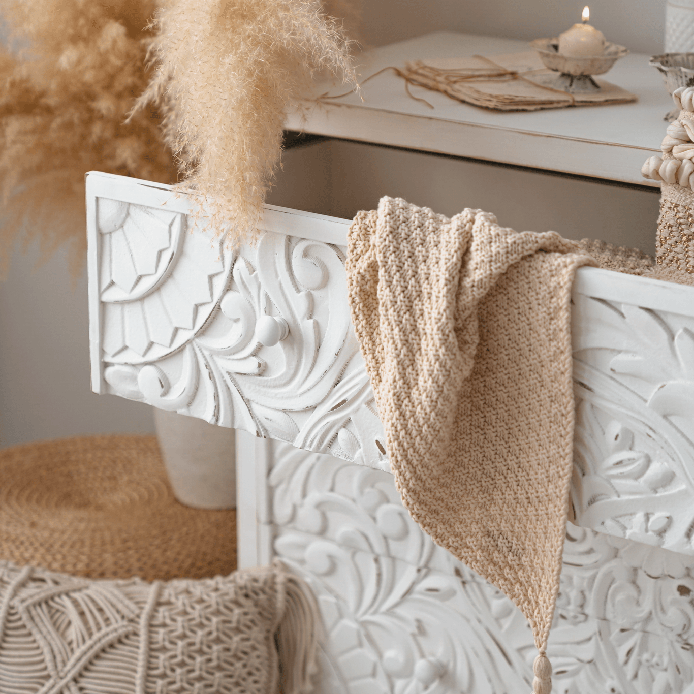 Nastali Hand Carved 3 Drawer Dresser