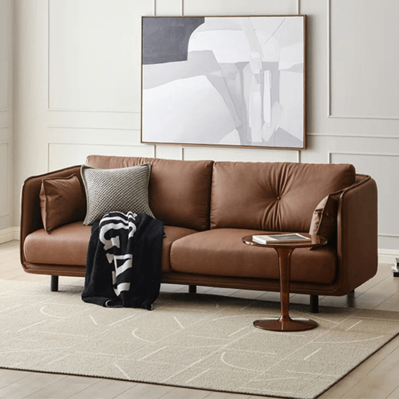 Petero Faux Leather Square Arm Sofa