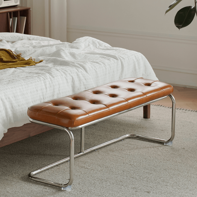 Salvatore Leather Bench & Ottoman