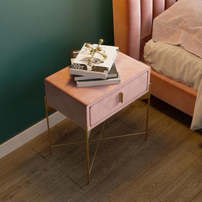 Sanja 1 - Drawer Velvet Nightstand
