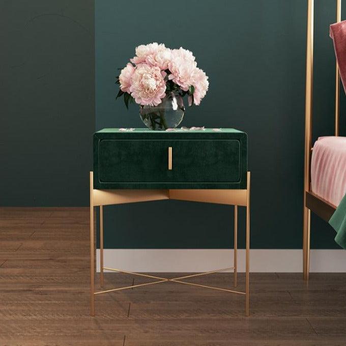 Sanja 1 - Drawer Velvet Nightstand