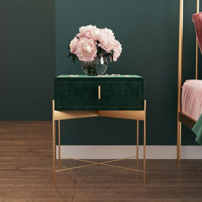 Sanja 1 - Drawer Velvet Nightstand