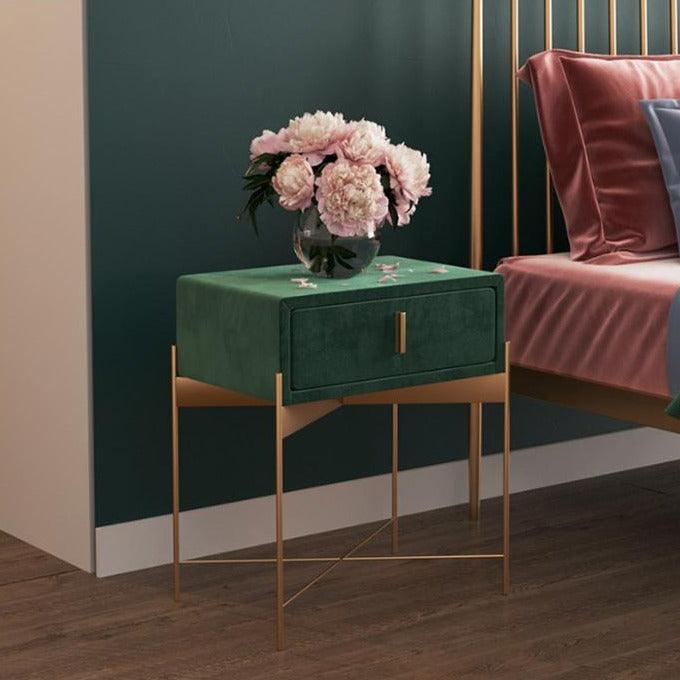 Sanja 1 - Drawer Velvet Nightstand