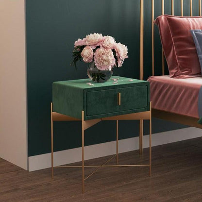 Sanja 1 - Drawer Velvet Nightstand